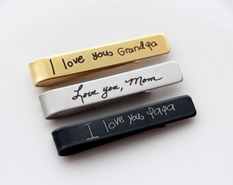 Handwriting Tie Clip - Custom Engraved Tie Bar Personalized Gift for Men Groomsmen Gifts Custom Tie Bar Engraved Tie Clip Handwriting Gift