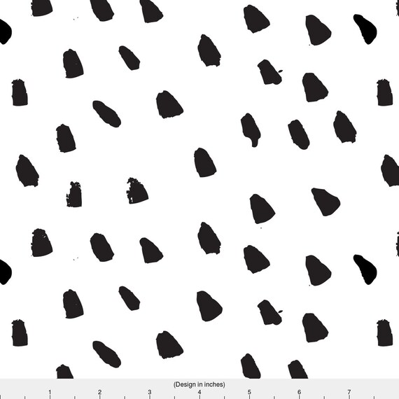 Modern Black and White Dots Fabric Painted Black Dots On