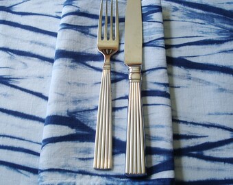 Blue Shibori Napkins, Hemp Fabric Napkins, Blue Linen Napkins, Blue Fabric Napkins