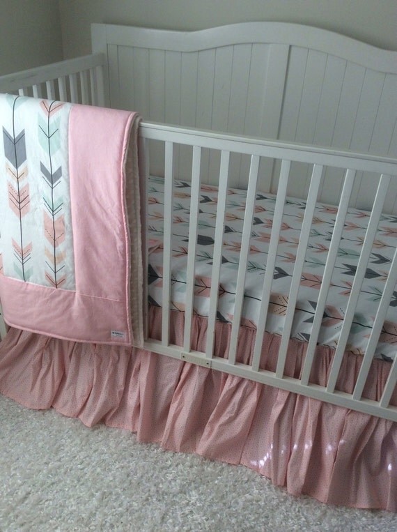 Baby Girl Crib Bedding Pink Mint Gray Arrows