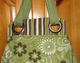 Green Brown and Cream Bella Bag With Grommets