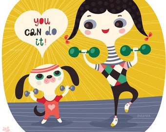 you can do it... limited edition giclee print of an original illustration (8 x 8 in, 20 x 20 cm)