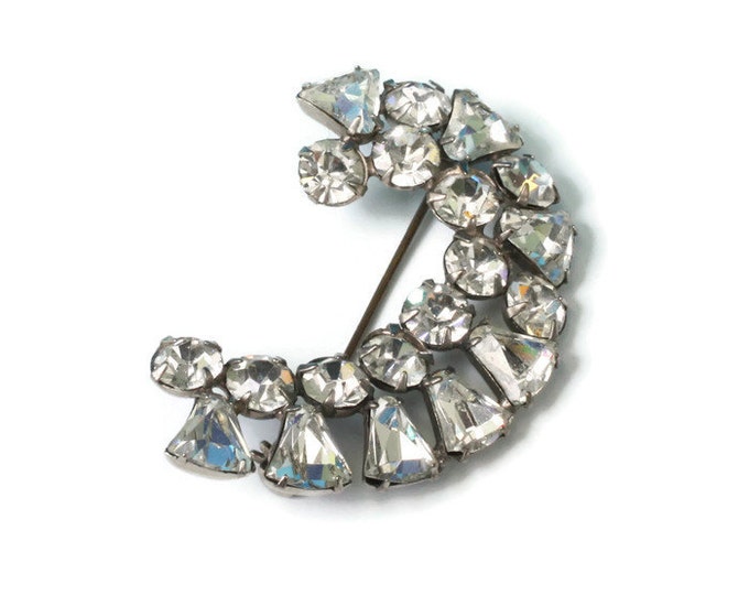 Curved Crystal Rhinestone Brooch Diamante Wedding Special Occasion