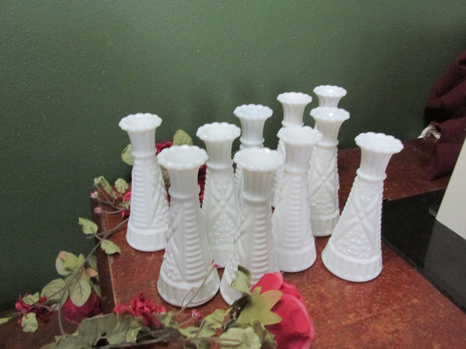 Milk Glass Bud Vases Set of 10 Weddings Vase