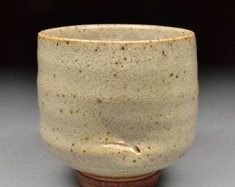 Handmade Stoneware Yunomi Tea Cup Glazed with White Shino