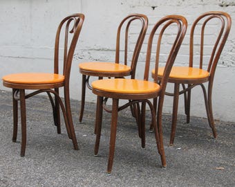 Wonderful Set of 4 Vintage Bentwood Ice Cream Cafe Chairs * Made In Romania