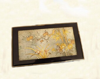 Vintage Jewelry Box with Black Lacuquer and Asian Style, Made in Japan, Japanese Jewelry Box, Asian Jewelry Box, Jewelry Storage