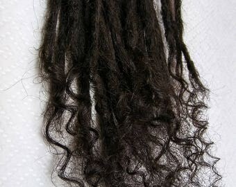 Bundle of 12 Unprocessed Human Hair Dreadlock Extensions with Curly or Blunted Tips