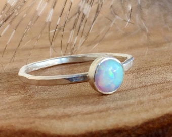White Opal Ring - Sterling Silver - Opal Gemstone Stackable Rings - Gemstone Rings for women -Dainty Ring