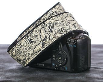 dSLR Camera Strap, Butterflies, Replacement Camera Strap, Pocket, SLR, Butterfly, Mirrorless, Quick Release, Camera Neck Strap, 025