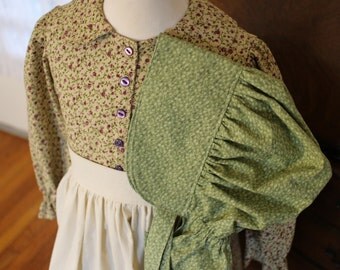 SALE!!!!! Girl's Simple Pioneer Dress w/ Half Apron and Bonnet Size 3/4 -Ready to Ship