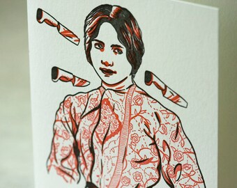SALE - Letterpress Circus Knife Thrower card - 60% off