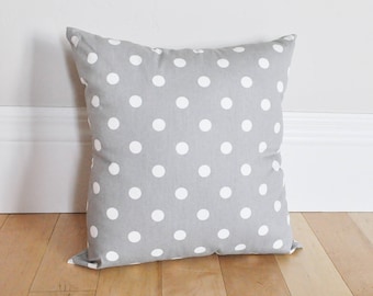 Gray Polka Dot Pillow Cover - Gray and White Pillow - Grey Dotted Pillow Cover- Zipper Pillow Covers- Polka Dot Cushion Covers- Throw Pillow