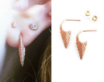 Spear Huggie Earring | Solid Rose gold stud earrings | 14 karat rose gold | Rose gold huggie earrings | constellation earring | eco friendly
