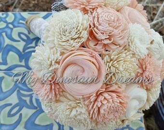 Wooden Sola Flower Bridesmaid Bouquet, Sola Flower Decor, Ecofriendly Wedding Flowers, Dried Flowers