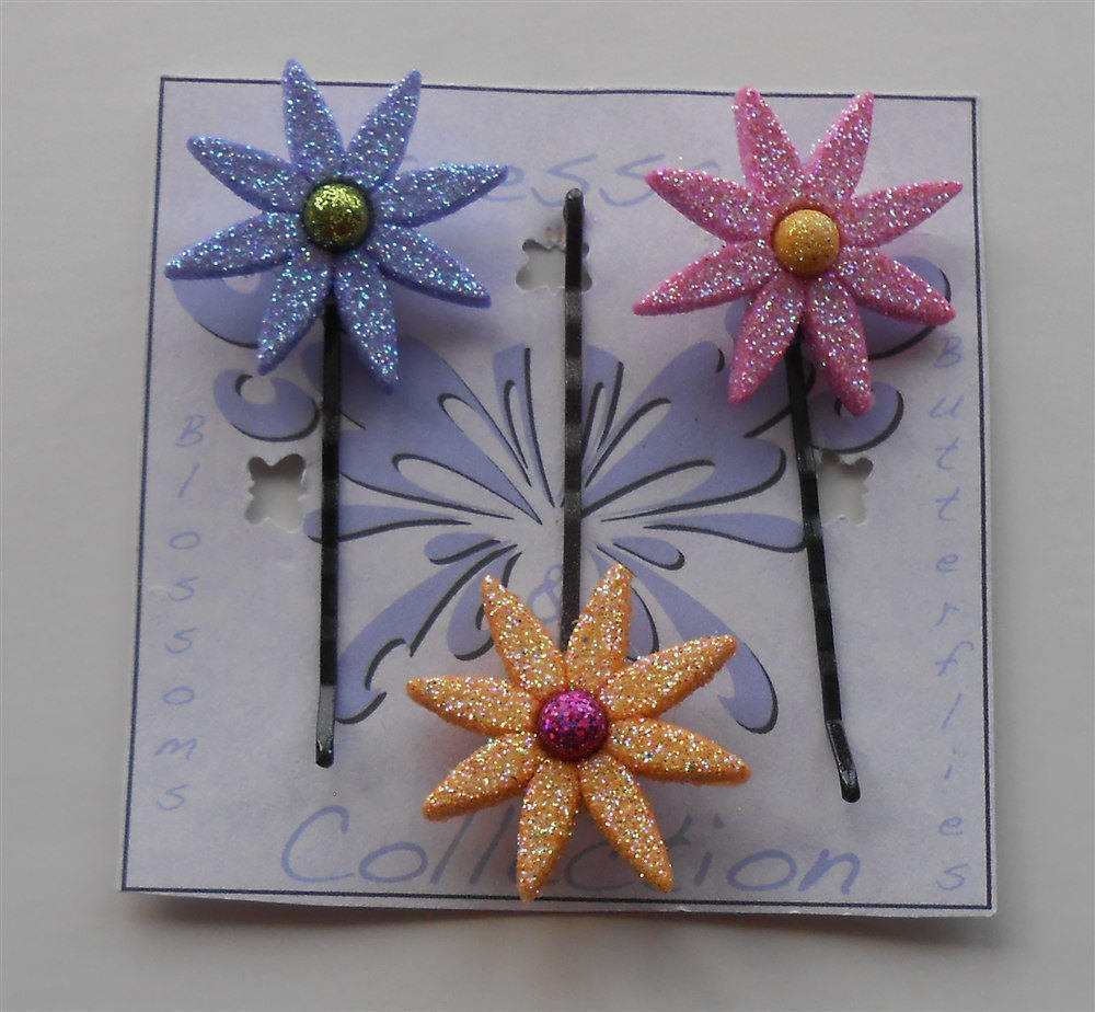 Flower Hair Pins Glitter Flowers Decorative Bobby Pins Star