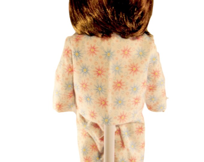 Floral flannel winter pajamas pink flowers blue flowers fits 18 dolls