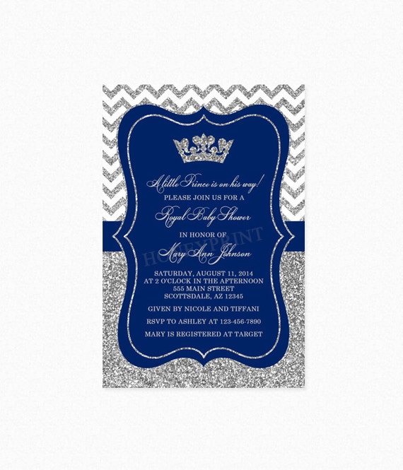 Blue And Silver Baby Shower Invitations 5