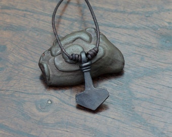 Small Iron Thor's hammer pendant, Viking Mjolnir pendant