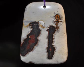 Reserved For Tammy---37x49x7mm "Earthy Melody"~Chinese PAINTING JASPER Large Trapezoid Focal Pendant - K1103