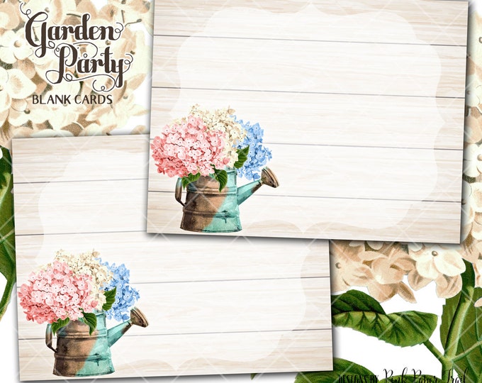 Rustic Garden Party Blank Card, Thank you card, Note Card, Tea party, Any occasion, Instant Download, Print Your Own