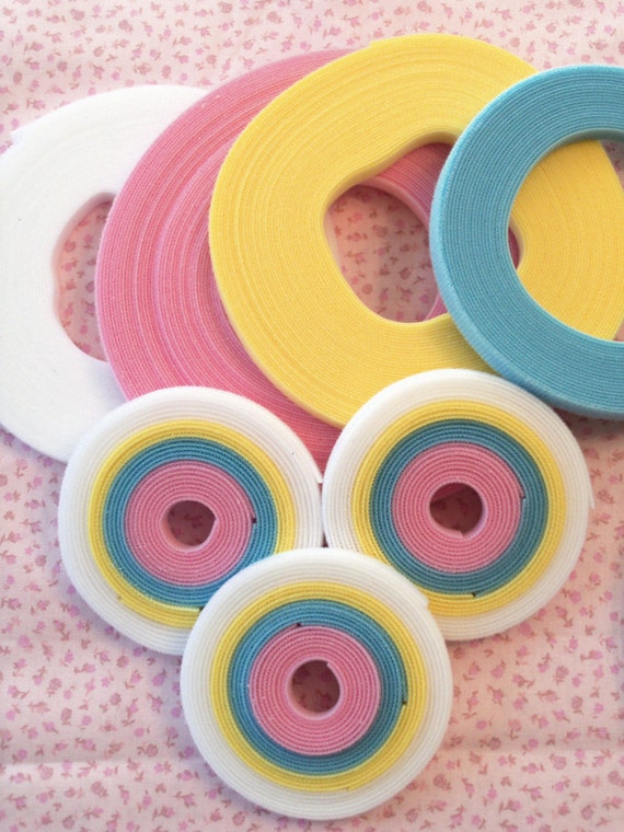 5 Yard Pastel Rainbow Pack of Genuine Ultra Thin Doll Clothes Velcro® / Extra Thin Velcro®