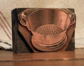 Antique German Copper Letterpress Printers Block / Antique Letterpress Cuts Kitchen Colander