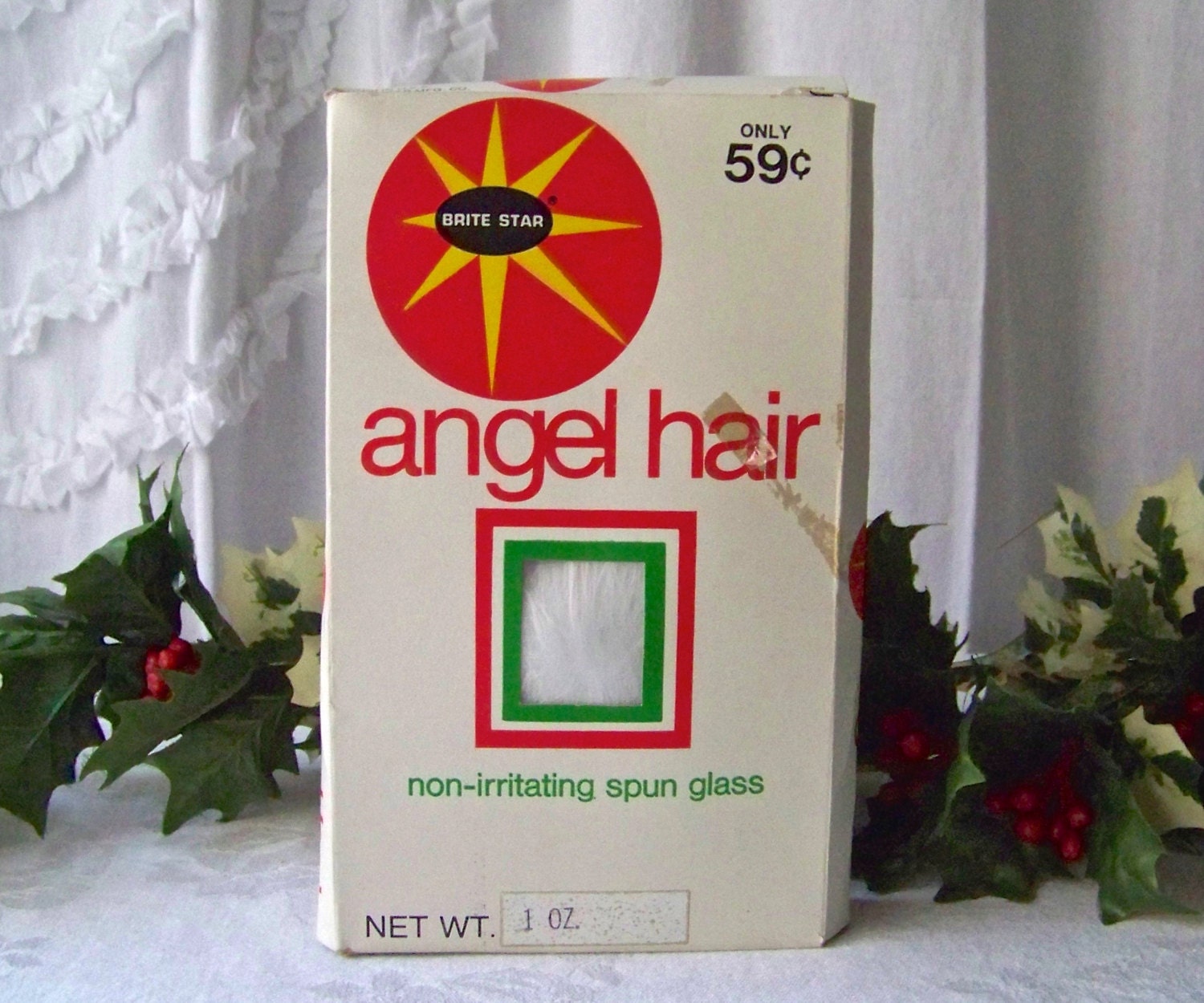 Vintage Angel Hair Christmas Tree Decor Spun Glass 1 Ounce Mid