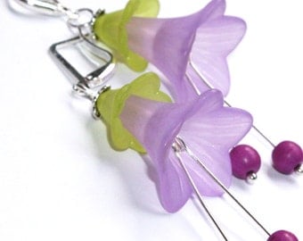 Morning Glory Earrings - Purple Violet Lilac