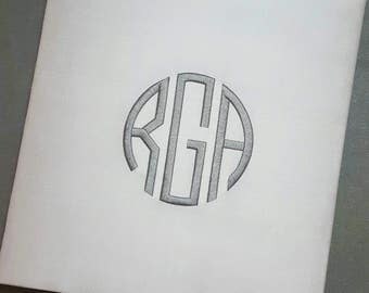 White Silk Baby Memory Book with Gray Monogram 5 , baby album , baby gift , scrapbook , vintage stitch monogram , baby boy , album