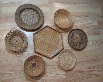 Woven Basket Wall Decor wicker woven | etsy Woven Basket Wall Decor wicker woven | etsy