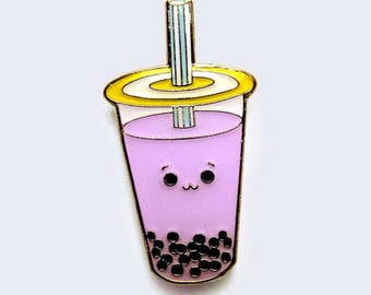 Boba Tea Bubble Tea Taro Flavor Enamel Pin - Asian Popular Culture