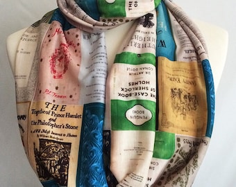 Literary Gifts, Book Print, Book scarf, Literature scarf, Literary Scarf, By Rooby Lane,Gift forsook loversr, SPECIAL OFFER