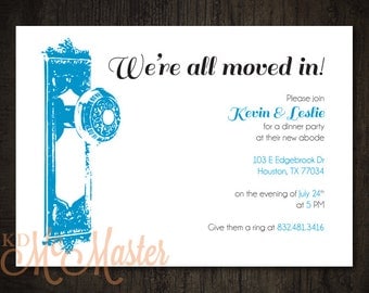 Housewarming Party Invitation Vintage Doorknob Couples New Home Personalized Digital Download Print-It-Yourself Customized Party Invitation