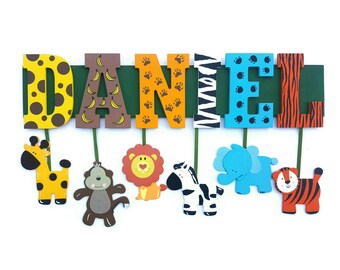 5 letter name custom jungle zoo safari themed name sign