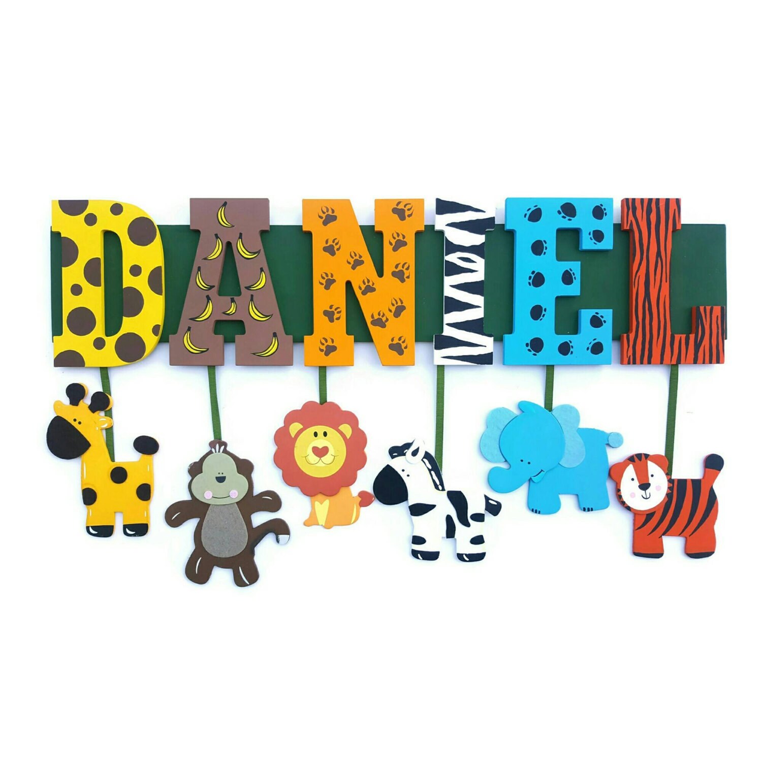 6 letter name custom jungle zoo safari themed name sign