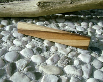 TIE CLIP - Wooden Spalted MAPLE Tie Bar, Handmade Tie Clip
