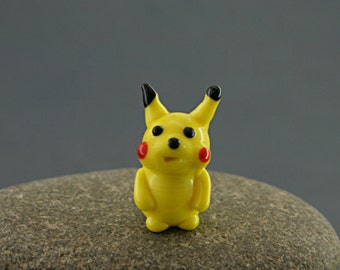 Pikachu pokemon figurine miniature fairy garden dollhouse sculpture tiny lampwork bead supply kit terrarium decoration minigarden glass