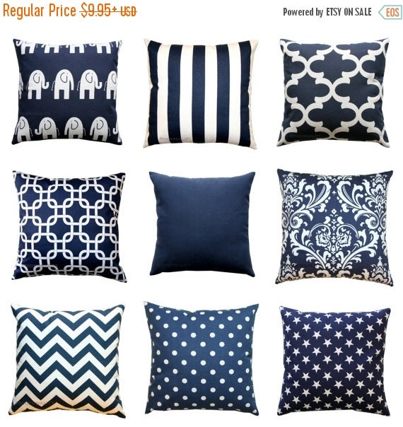 SALE Navy Blue Pillow Cover Nautical by ModernalityHomeDecor