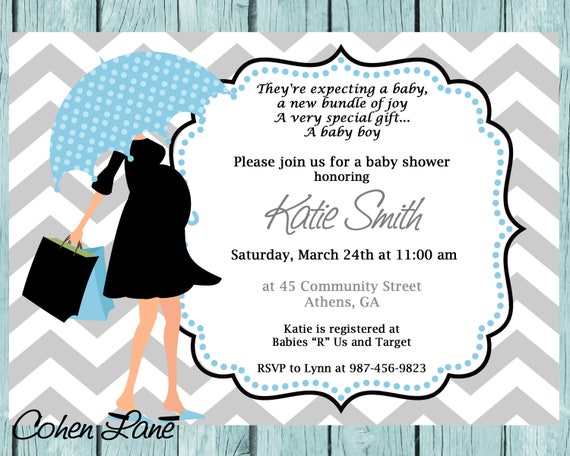Printable Modern Mom Baby Shower Invitation. Printable Baby Boy Chevron Shower Invitation. Umbrella Mom Shower Invite. Baby Shower Invite Il_570xn