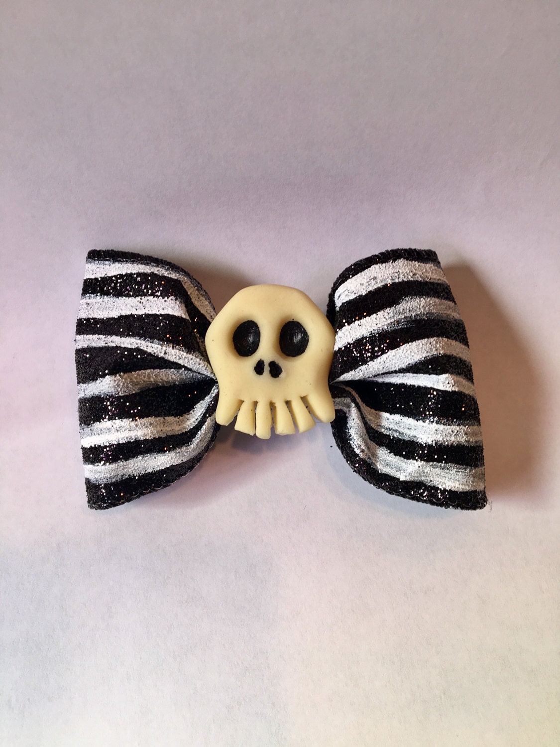 Glow in the Dark Nightmare Before Christmas bow Skull Bow Black and white bow