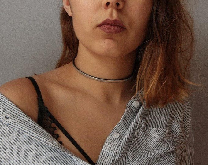 Choker necklace , leather choker, silver leather, silver necklace, silver leather choker, silver leather necklace, choker necklace, choker