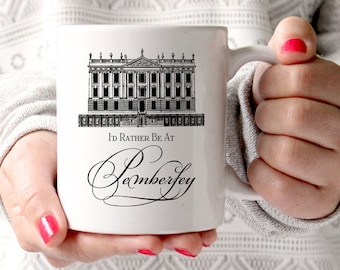 Jane Austen Mug, Gifts For Book Lovers, Pride & Prejudice, I'd Rather Be At Pemberley, Book Themed Mug