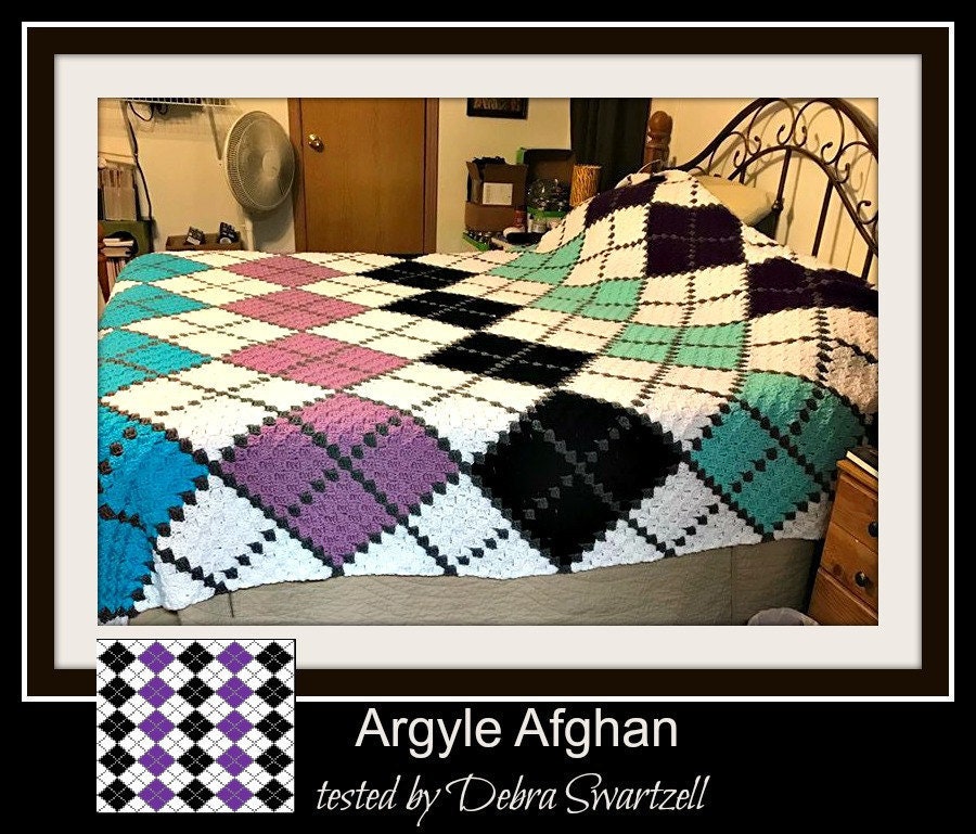 Download Argyle C2C Graph, Argyle 6 color, Argyle Crochet Pattern, Argyle Corner to Corner