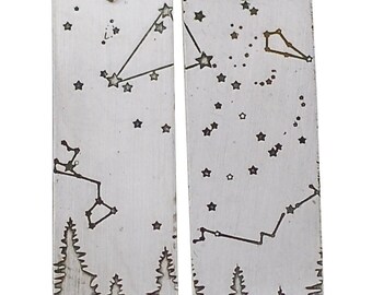 Night sky earrings, constellation earrings, stars and trees earrings, summer night sky earrings, Constellation Dangle Earrings