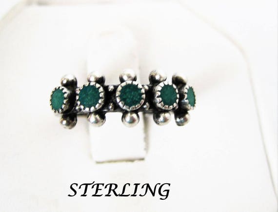 Sterling Silver Ring - Native American Turquoise - Size 6 Multistone Ring