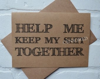 HELP ME keep my sh*t together will you be my PERSONAL attendant card funny bridesmaid card kraft rustic funny sarcastic bridal proposal card