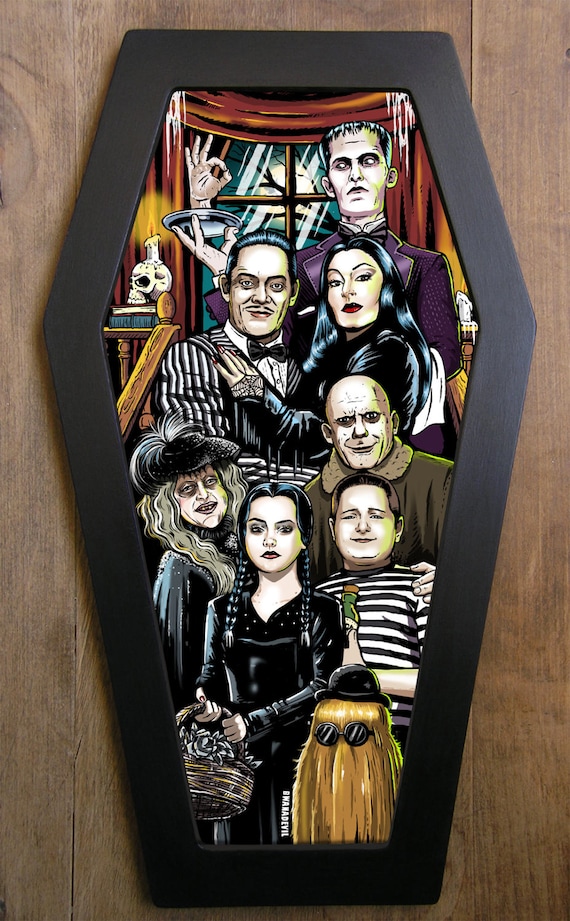 The Addams Family coffin framed print.