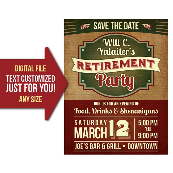 retirement party event retro vintage retire party flyer