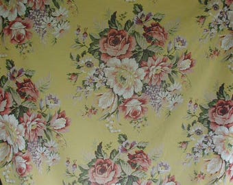 Vintage Ralph Lauren Fitted Sheet and Matching Pillowslip, Gorgeous Floral Print, Twin Bed Size, Shabby Cottage, Large Rose Bouquets